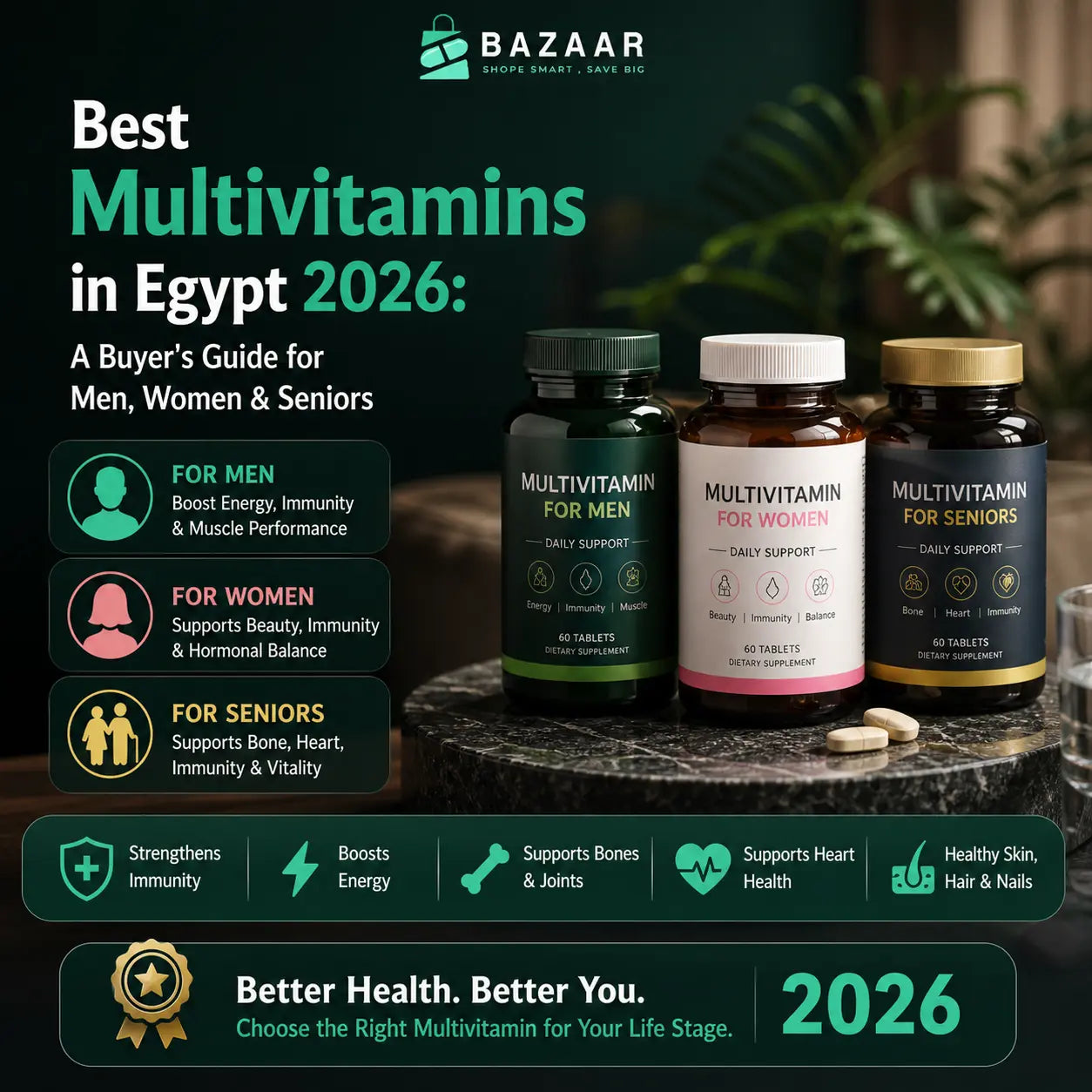Best Multivitamins in Egypt 2026: A Buyer's Guide for Men, Women & Seniors