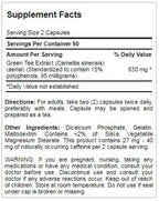 Green Tea Standardized Extract 315 mg 100 Capsules