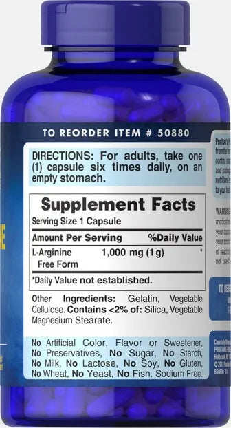 L-Arginine 1,000 mg 100 Capsules