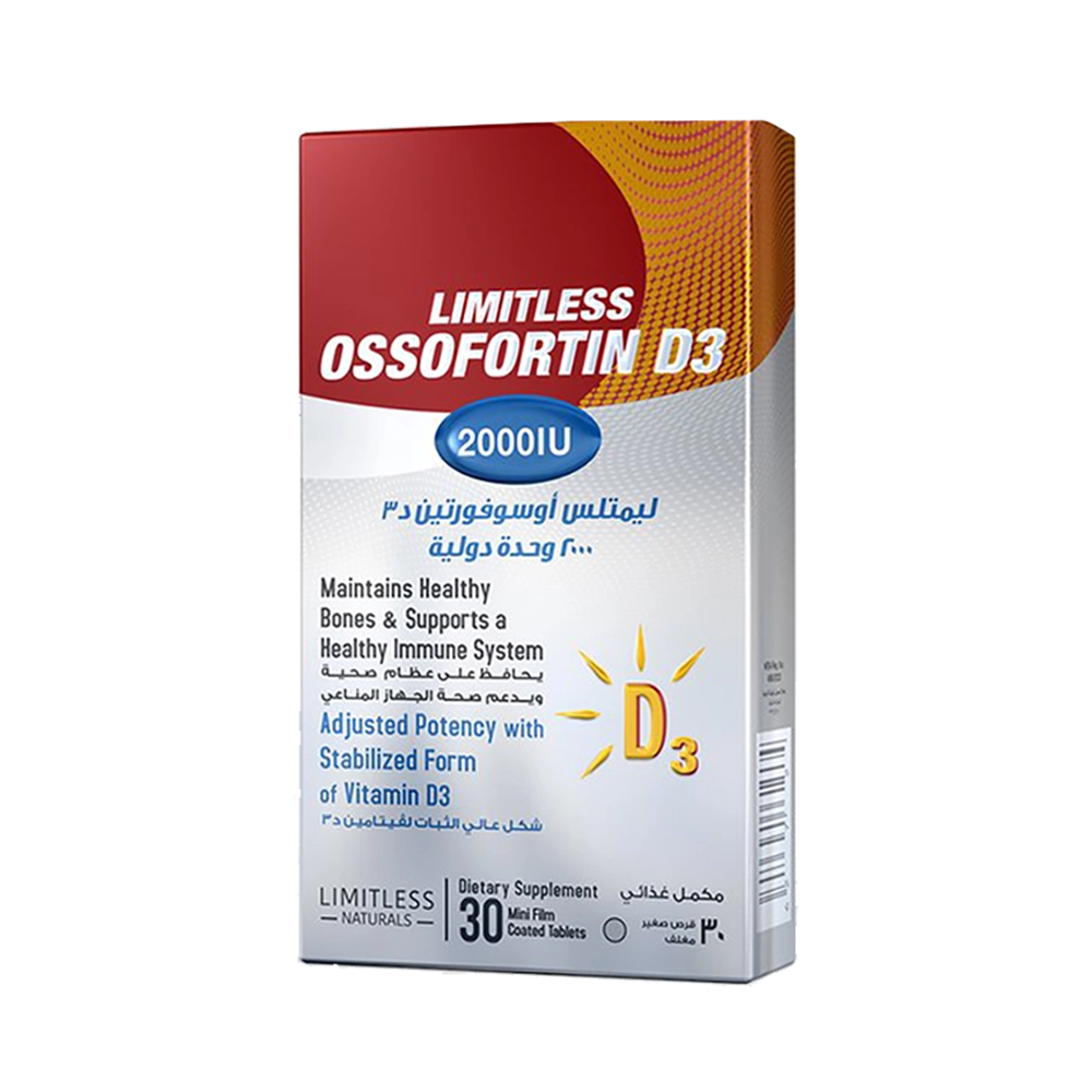Limitless Ossofortin D3- 2000 IU 30 Tabs