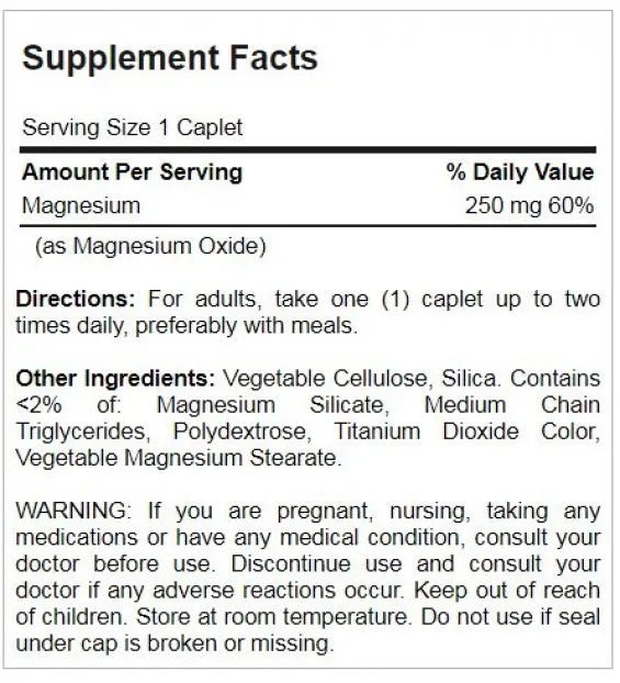 Magnesium 250 mg 100 Tablets