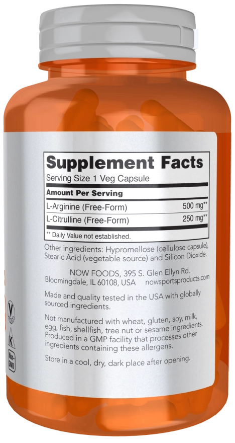 NOW ARGININE 500MG & CITRULLINE 250 MG
