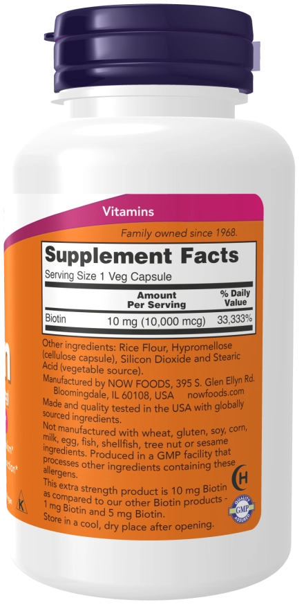NOW  BIOTIN 10MG (10,000mcg) 120 VCAPS