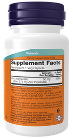 NOW ZINC PICOLINATE 50 MG 60 CAPS