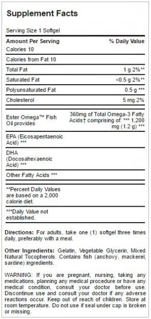 Omega-3 Fish Oil 1200 mg 100 Softgels