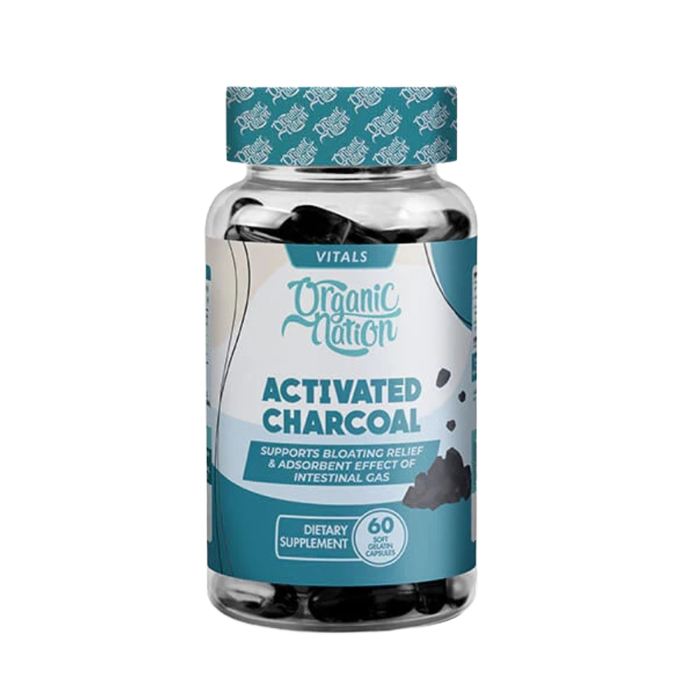Organic Nation Activated Charcoal-60Serv.-60Soft Gel