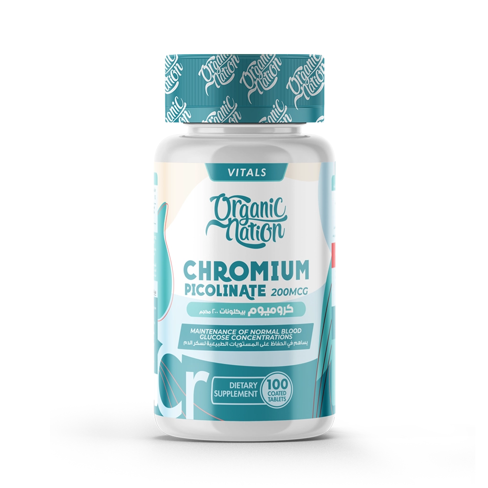Organic Nation Chromium Picolinate 200MCG-100Serv.-100Coated Tablets