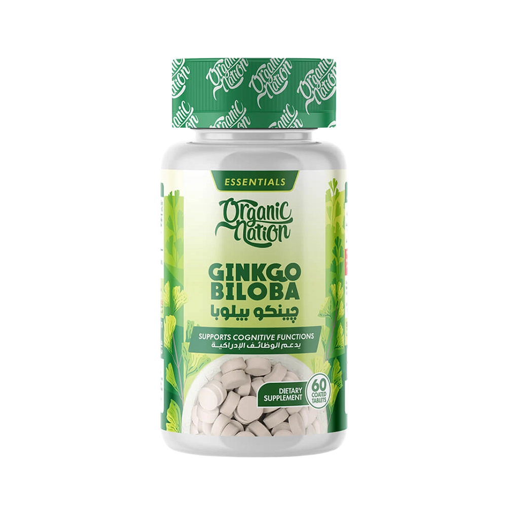 Organic Nation Ginkgo Biloba 60MG-60Serv.-60Coated Tablets