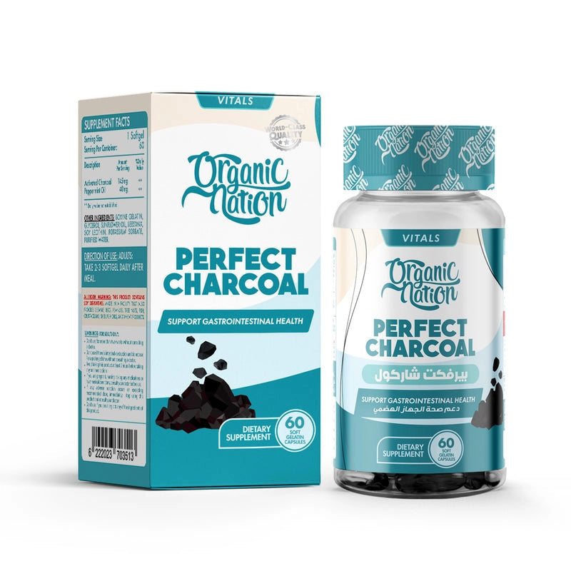 Organic Nation Activated Charcoal-60Serv.-60Soft Gel