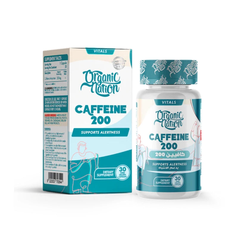 Organic Nation Caffeine 200-30Serv.-30Hard Gelatin Capsules