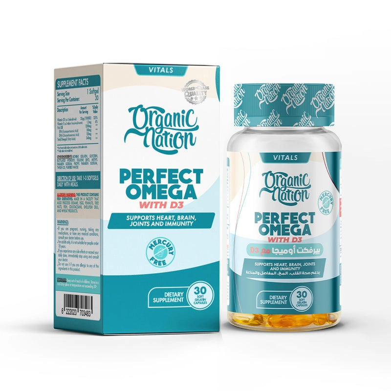 Organic Nation Perfect Omega3 With Vitamin D3-30Serv.-90 Capsules