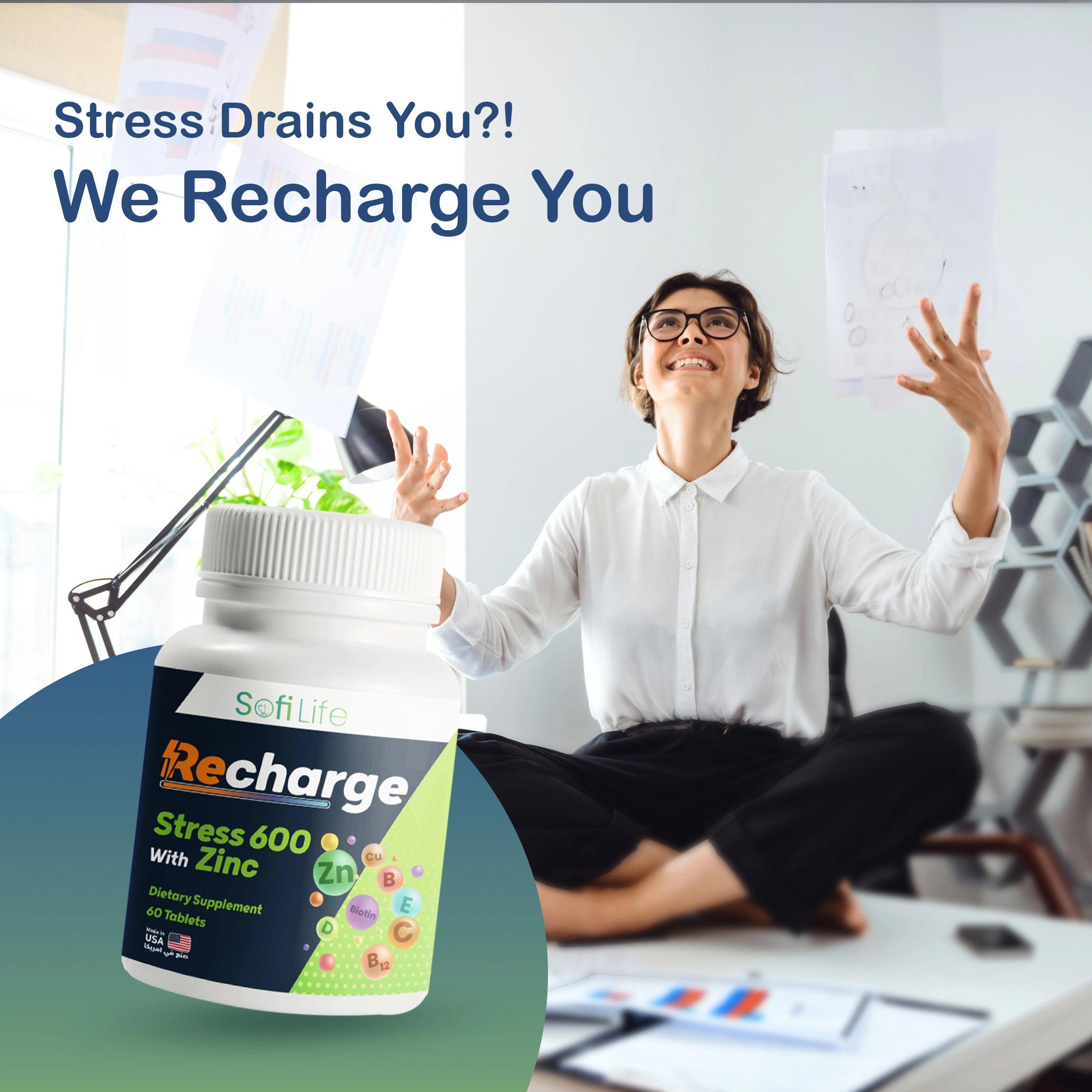 SofiLife Recharge Stress 600 with Zinc.