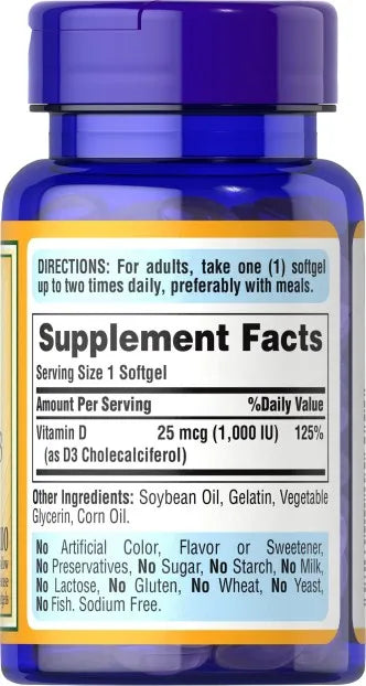 Vitamin D3 1,000 IU 100 Softgels