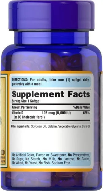 Vitamin D3 5,000 IU 100 Softgels