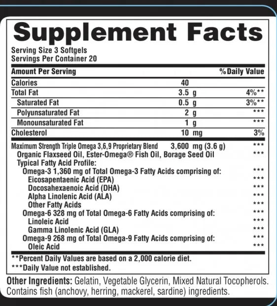 maximum triple omega 3-6-9 60 softgel